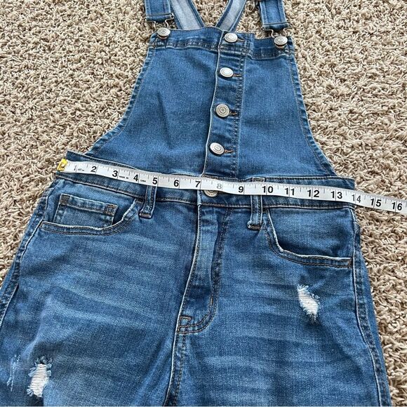 Aero Aeropostale Y2K Distressed Cross Back Straps Button-up Denim Overall SZ 6 - Picture 8 of 16